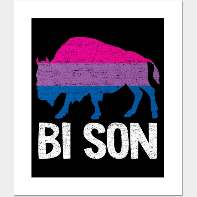 Bi Son LGBBT Flag Bisexual Bison Funny Bi Pride Wall Art by Kuehni